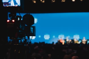 Video camera live streaming a conference